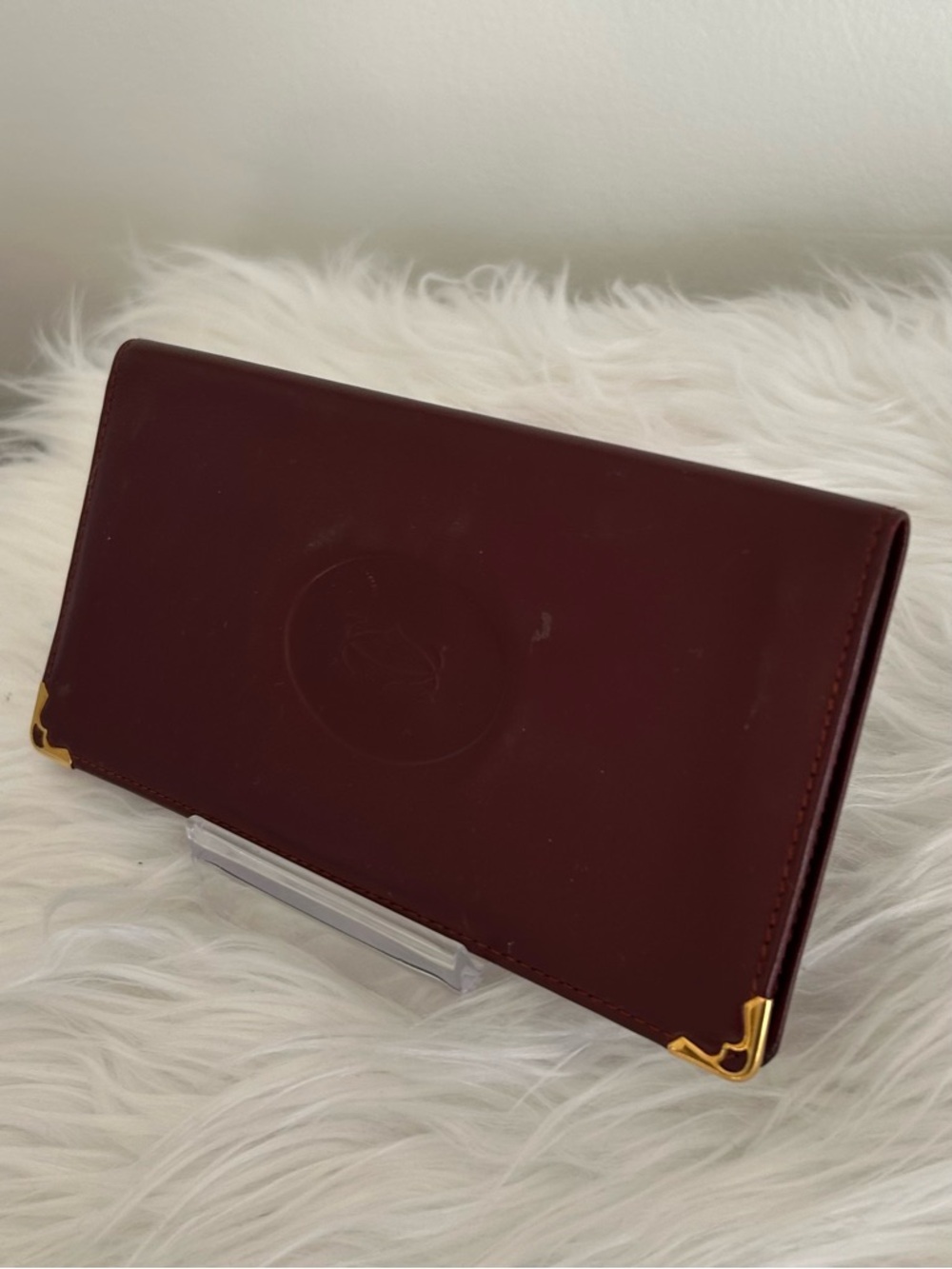 Cartier Must De Cartier Burgundy Leather Wallet Clutch Vintage - Picture 7 of 11